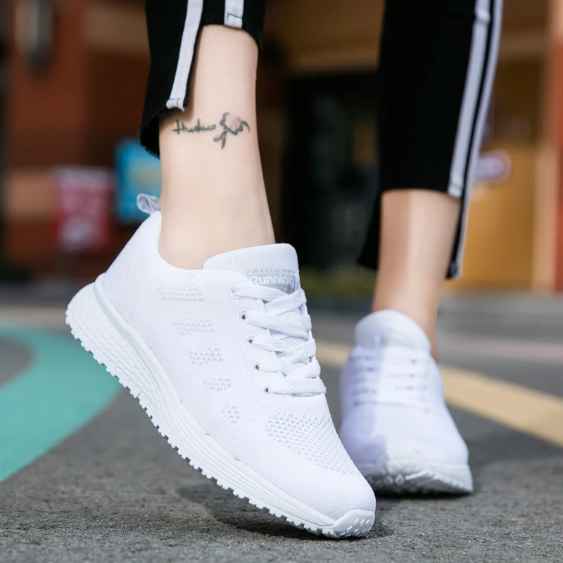Zapatillas de deporte de punto transpirables para mujer, zapatos informales con cordones para exteriores, zapatos ligeros de suela baja para caminar, Zapatillas Niño Shoes yeezy