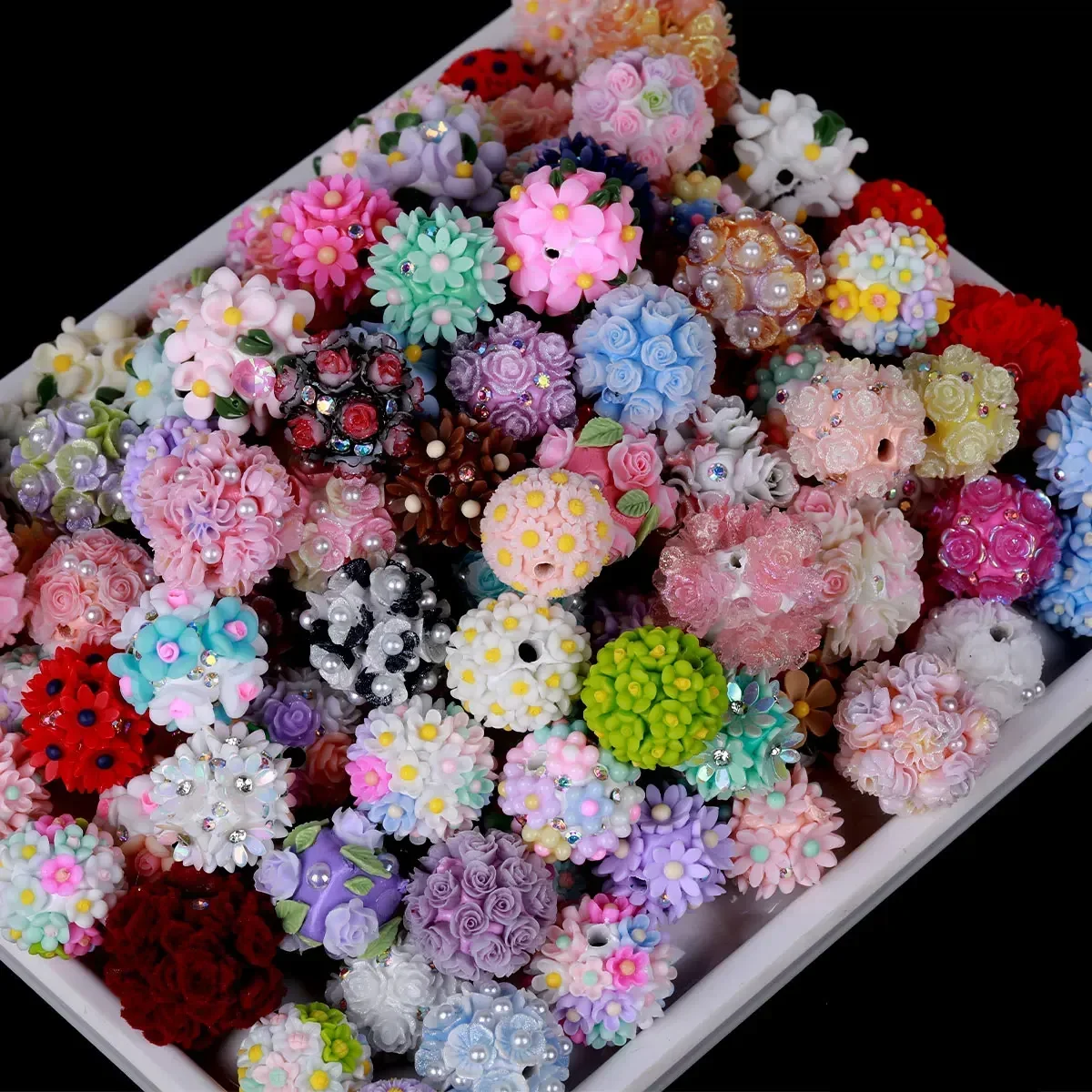 5pcs/10pcs Random Style Flowers Acrylic Beads For Charms Bracelet Necklaace Pen Phone Chain Keychains 18-22mm DIY Beads