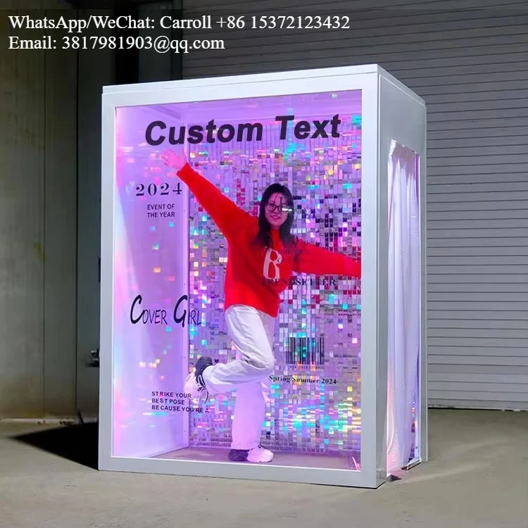

WOWORK Wholesale Acrylic Photography Box Cover Front Walk In Magazine Photo Booth Backdrop For Wedding Party Event Decoration