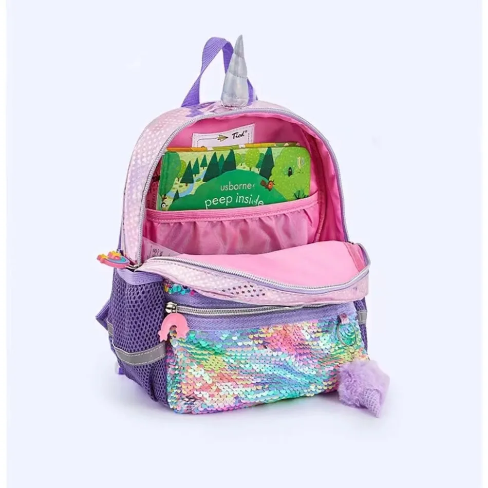 Backpacks For Girls 3-6yrs Holographic Laser Sequins Rainbow Unicorn Children\'S Kindergarten Bags Kids Anti-Lost Small Bags