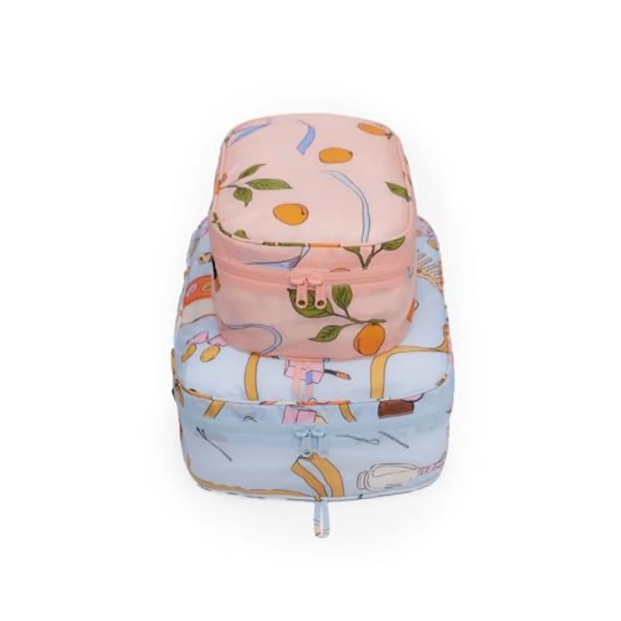 

Набор упаковочных сумок для организации путешествий - легкая полиэстеровая ткань темно-синего цвета с прозрачной молнией и компактным дизайном