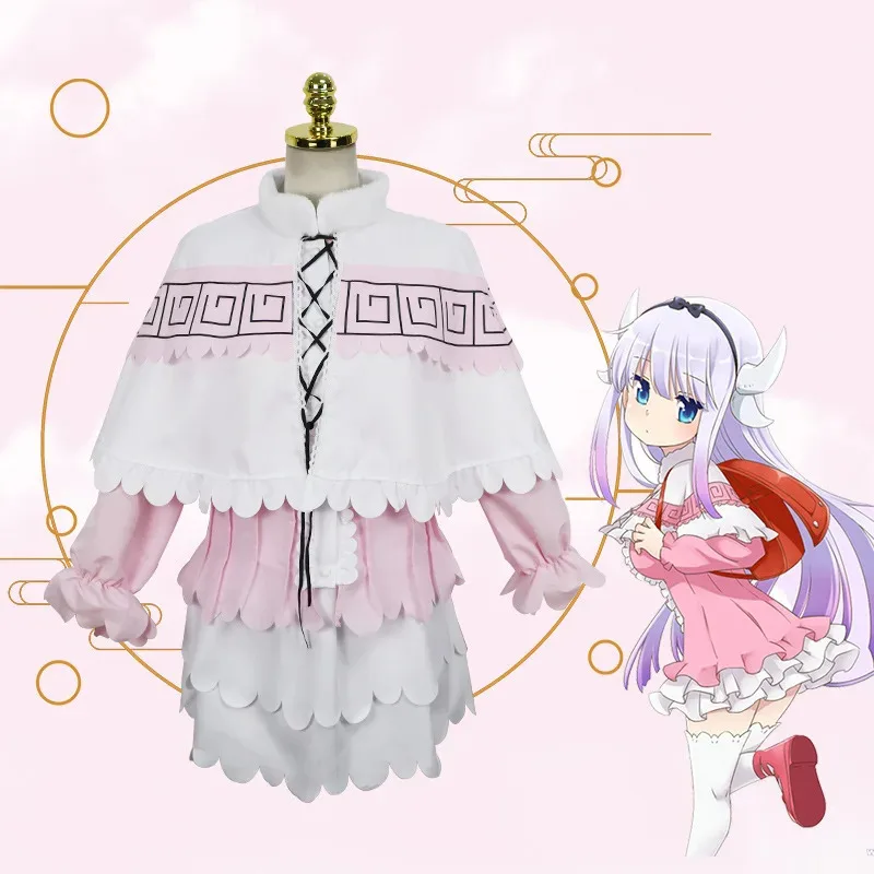 Disfraz de sirvienta de dragón de CyMiss Kobayashi, Kanna Kamui, disfraz de fiesta de Halloween, vestido Kawai, peluca para mujer