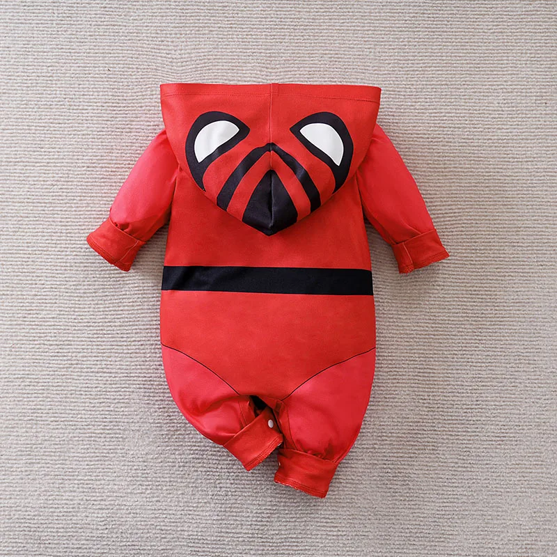 Baby Spring And Autumn Cute Cartoon Long Sleeve Winter Boy Hooded Spider Man Simple Fashion Game Suit Jumpsuit Baby Clothes