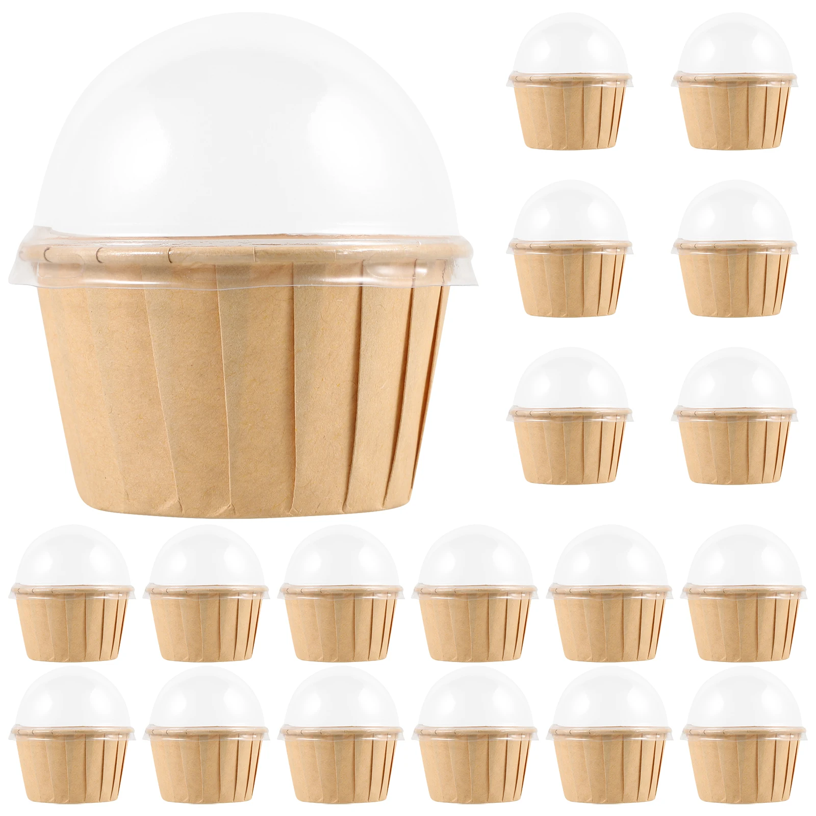 

50 Pcs Cake Box Container Muffin Paper Cups Liners Cupcakes Lids Large Round Baking Wrappers Safe Fresh Kitchen Bar Treats