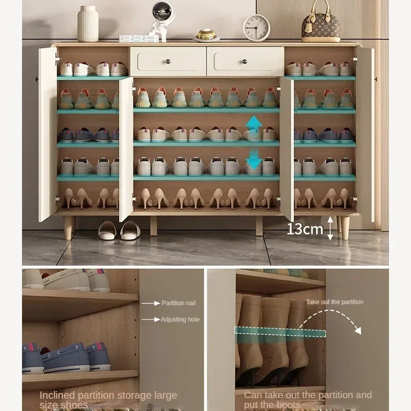 n2+ Wooden Shoe Cabinets For Living Room Integrated Drawer Storage Shoerack Nordic Light Luxury Designer Shoe Rack For Office