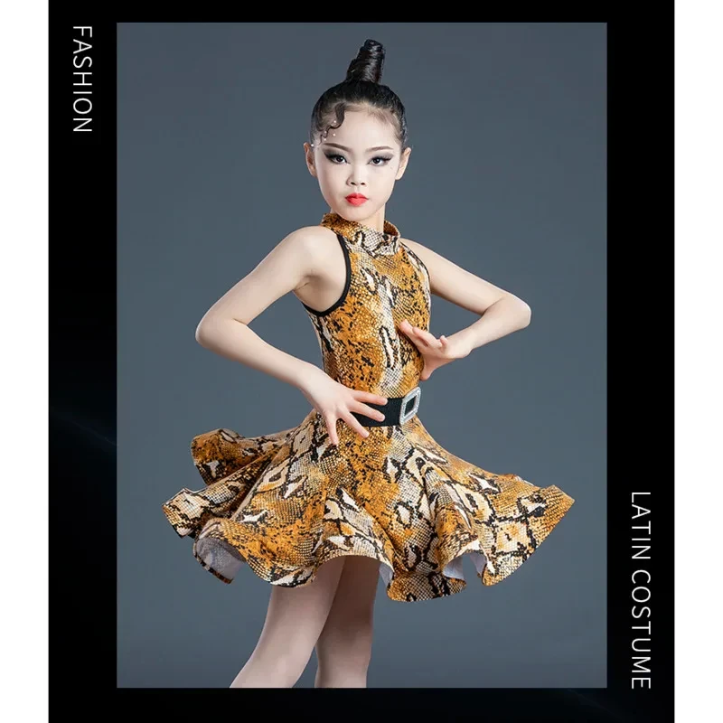 

♥2026 New Halloween Costume Cosplay Leopard Spandex girl latin dresses dancing ballroom dance dress rumba children samba cha ★★★
