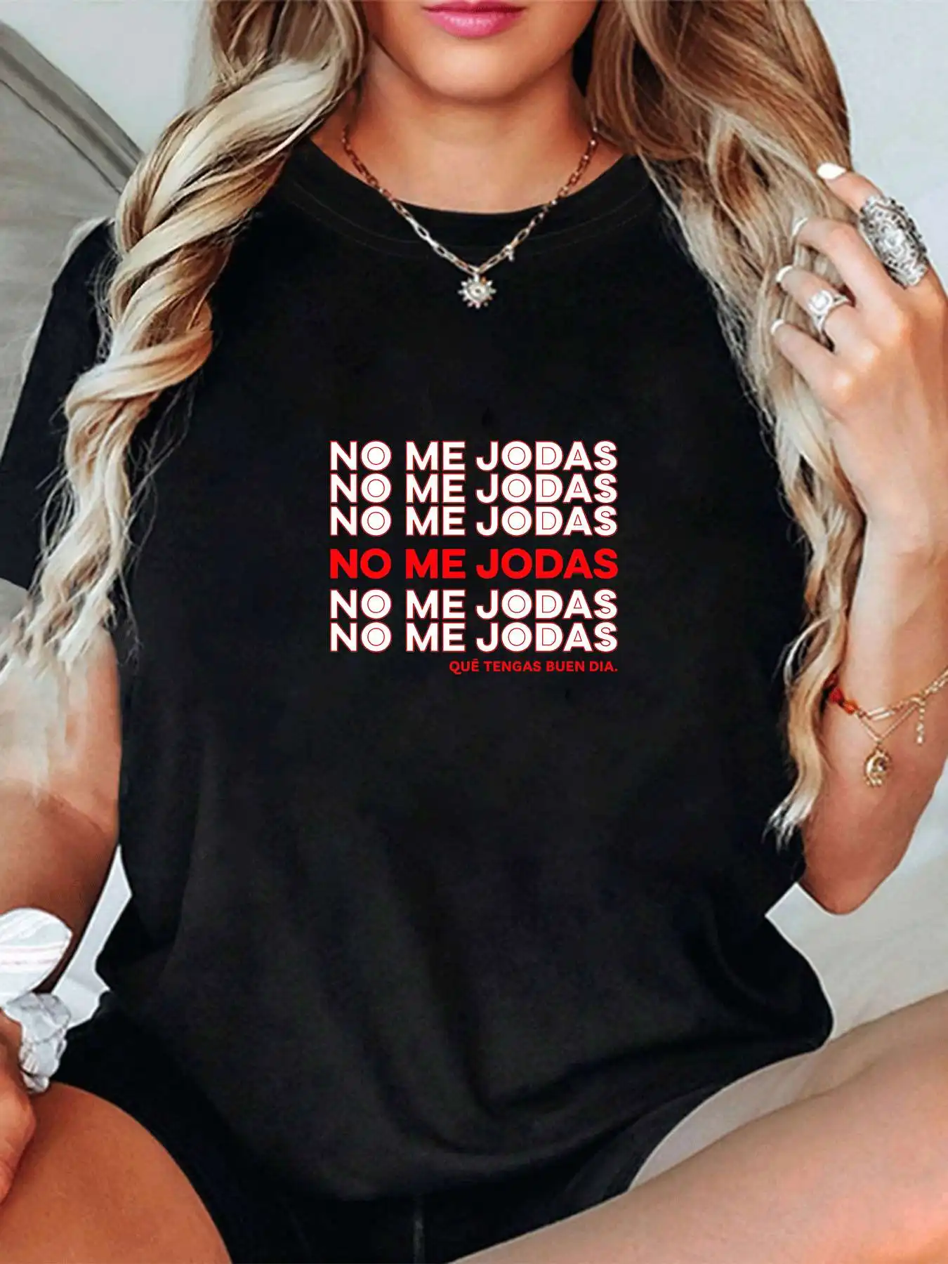 

【1144155】Женская футболка больших размеров с английскими буквами и круглым вырезом, короткими рукавами, эластичными рукавами и модными принтами