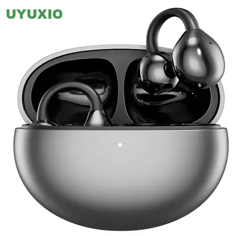 UYUXIO Wireless Headphone with BT 5.4 Clip on Open Ear Earbuds 72H Play Time Long-Battery Life Over Ear Buds for Sport Workouts