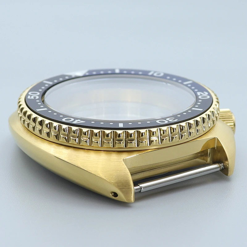 Goud 45 mm herenhorlogekast hoofdstuk Ring Saffier Mod-onderdelen Grote abalone voor tonijnschildpad Seiko NH35 NH36 NH38-beweging 28 5 mm wijzerplaat