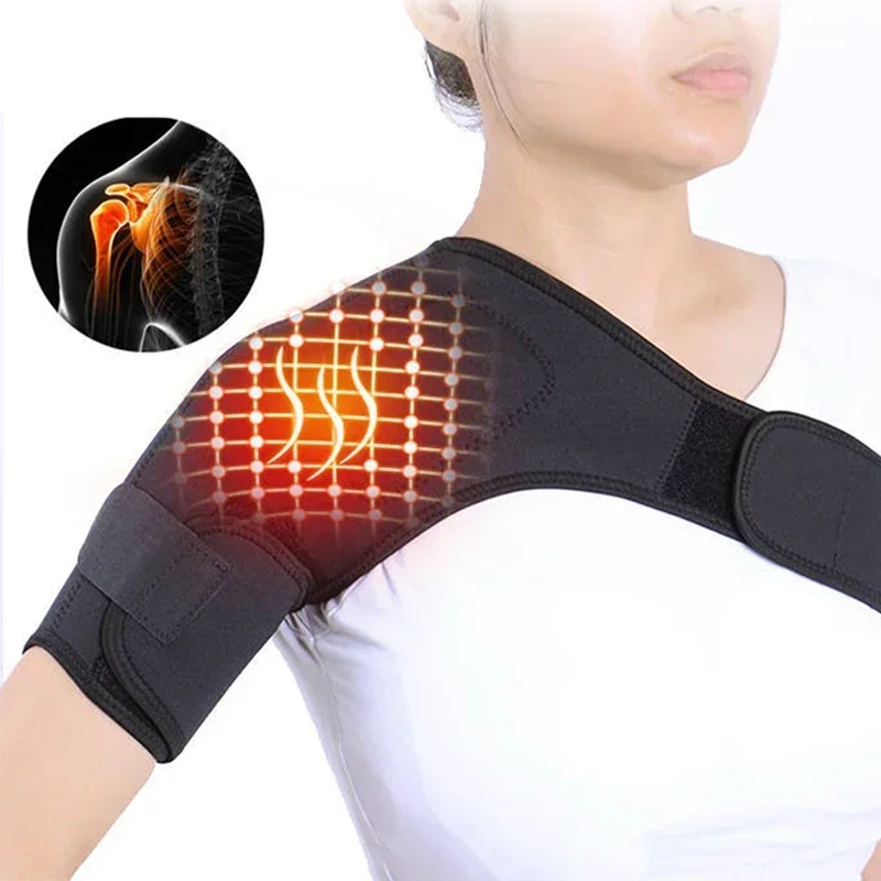 Magnet Self Heating Shoulder Brace Adjustable Pad Unisex Heat Therapy Shoulder Massager for Frozen Shoulder Pain Relief