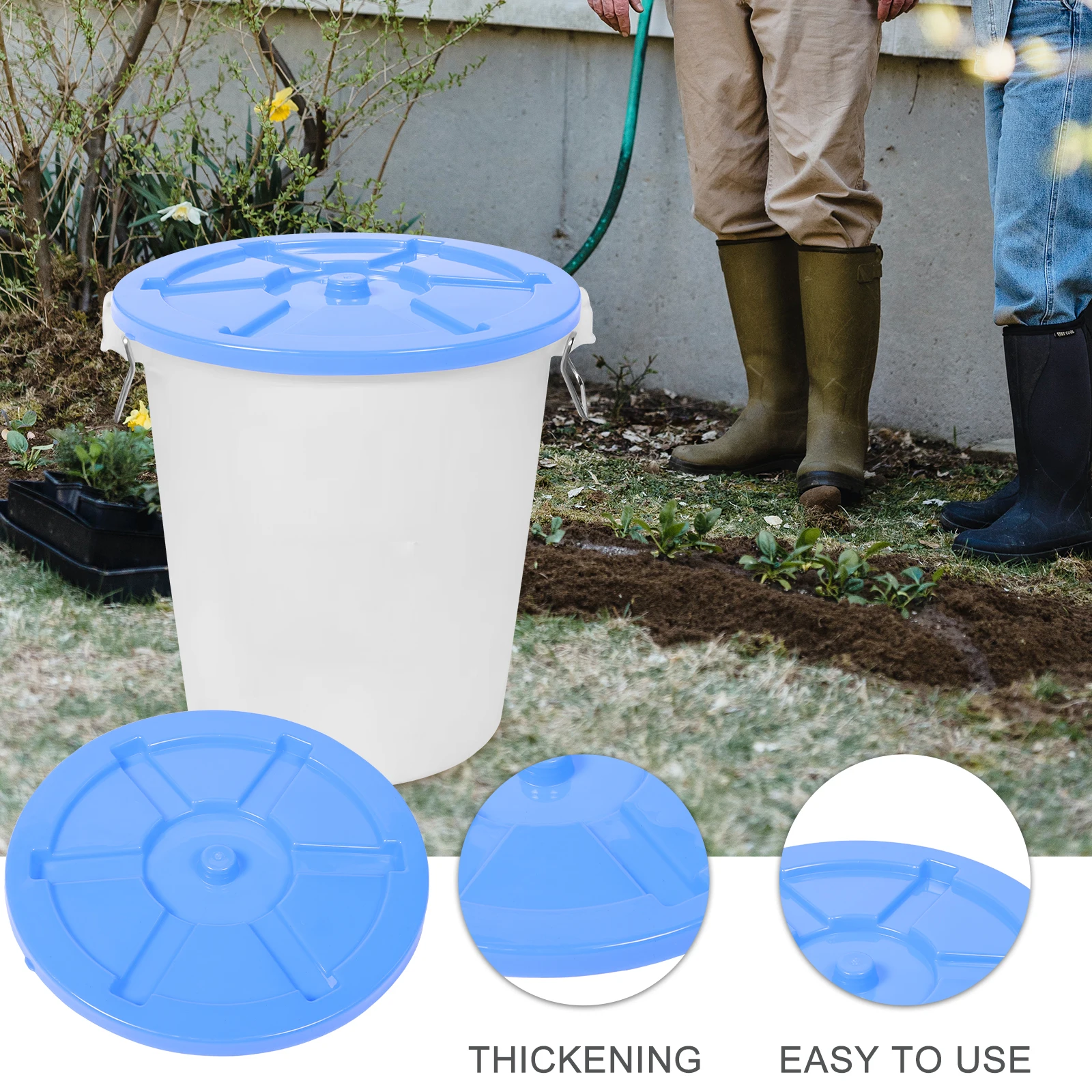 

Plastic Trash Can Lid Round Heavy Duty 3651200L 30K Blue Fits 392cm Bucket Waste Bin Cover Replacement Garbage Accessory
