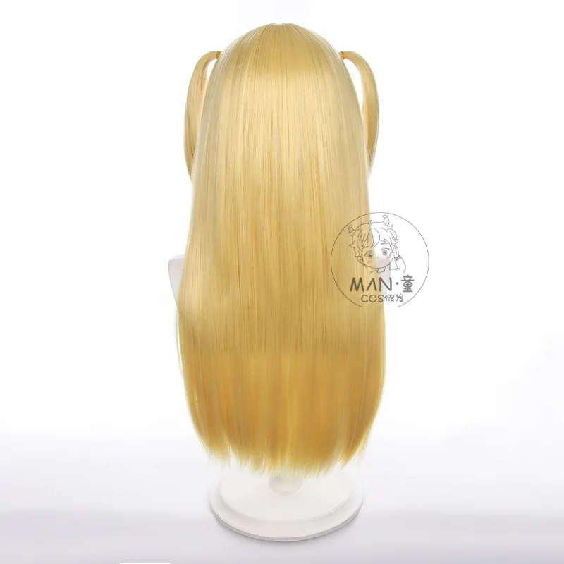 مذكرة الموت ميسا أماني شعر مستعار تأثيري ذهبي طويل مستقيم الشعر ذيول مزدوجة هدية الهالوين #4