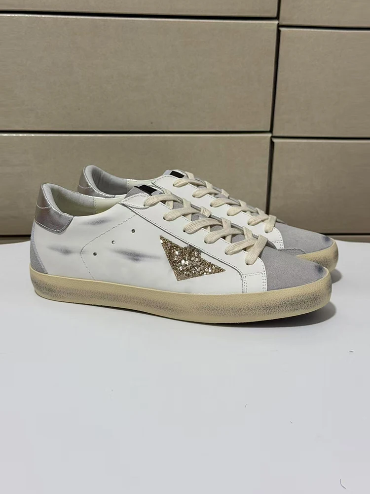 

Spring Summer Outdoors Fashion Casual Flat Bottom Anti-Skid Shoes Men's Round Toe Patchwork Sequins Low-top Lace-Up Shoes