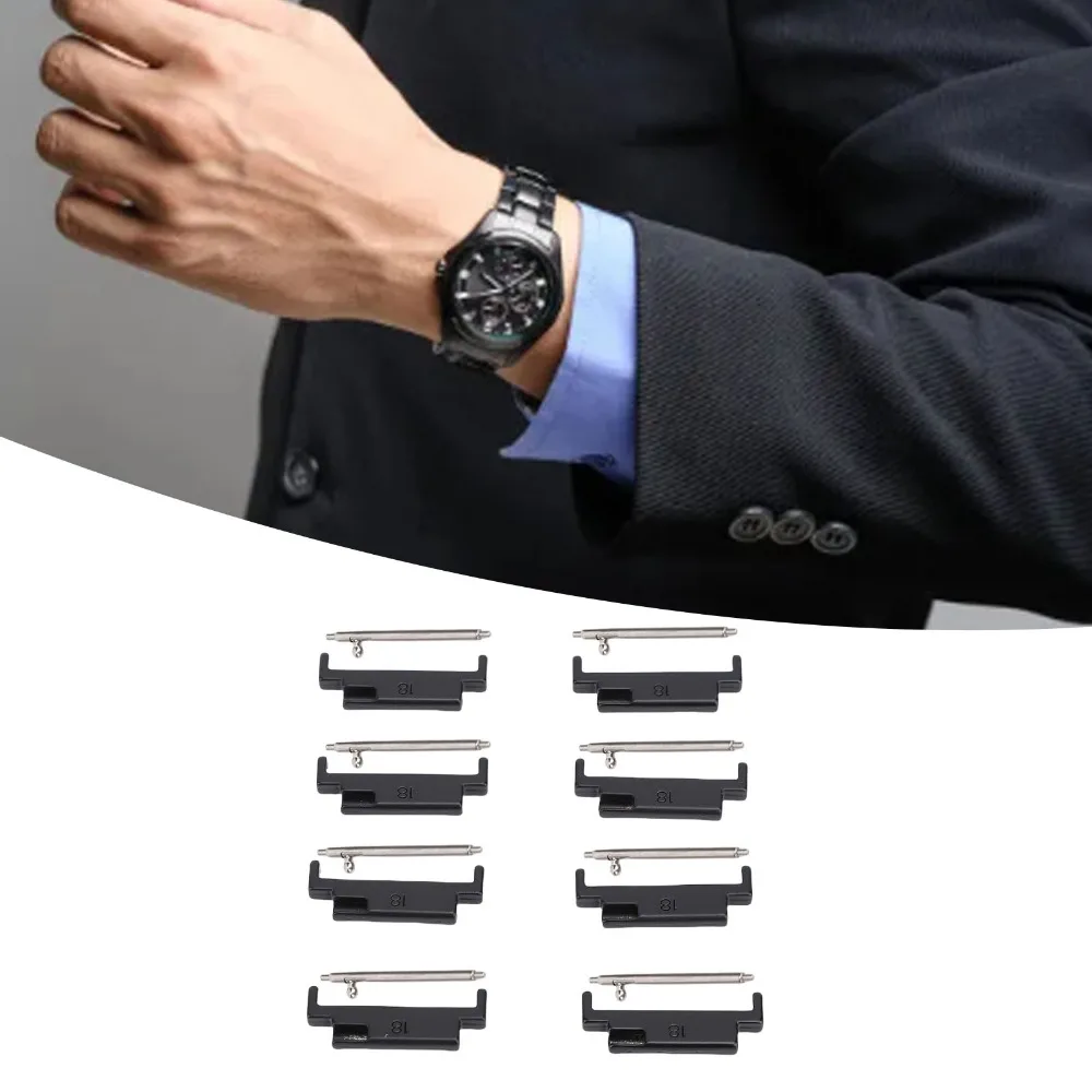 4 Pairs Metal Metal Watch Band Adapter Stainless Steel Universal Watch Band Connector Black Strap Adapter Watch Band Replacement