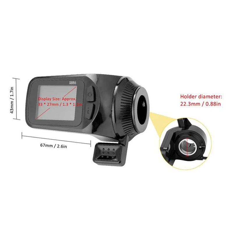AED4-24V/36V/48V S886 Panel Display LCD Ebike Throttle Jempol untuk Sepeda Listrik E-skuter