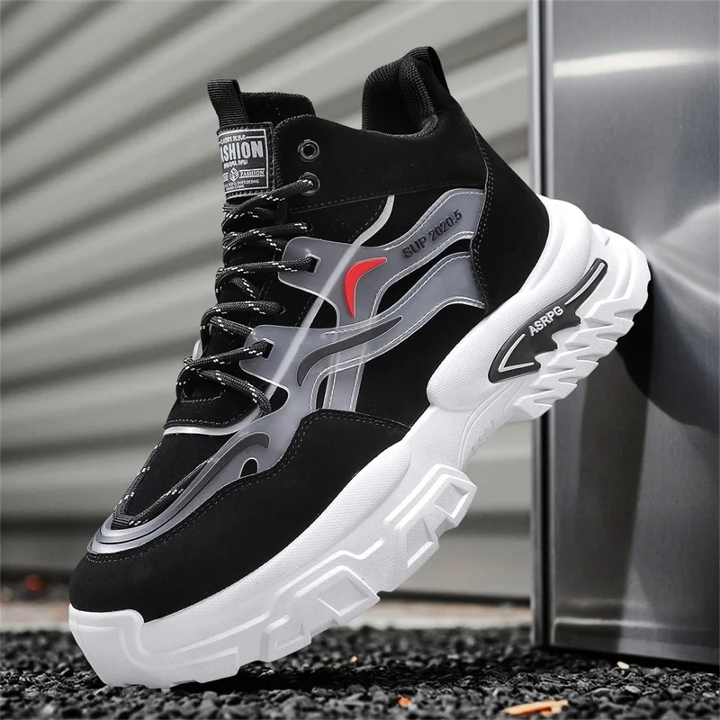 

Mens Sports Shoes 2025 New High Top Thick Sole Height Increasing Trendy Casual Plus Size Mens Sneakers