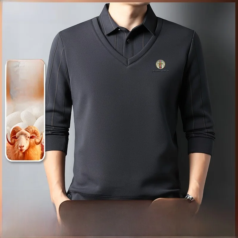 

Мужской вязаный свитер Pierre Cardin из утолщенной смесовой ткани (кашемир и шелк), комфортный, модный, в городском стиле, для зимнего отдыха