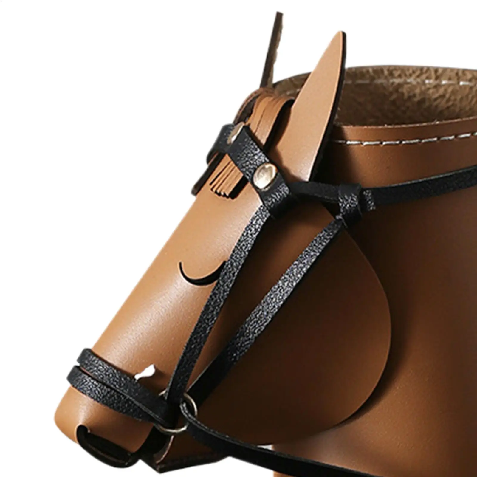 Office Pencil Holder PU Leather Horse Head Makeup Brush Storage Large Capacity Pencil Holder For Home School Office Classroom