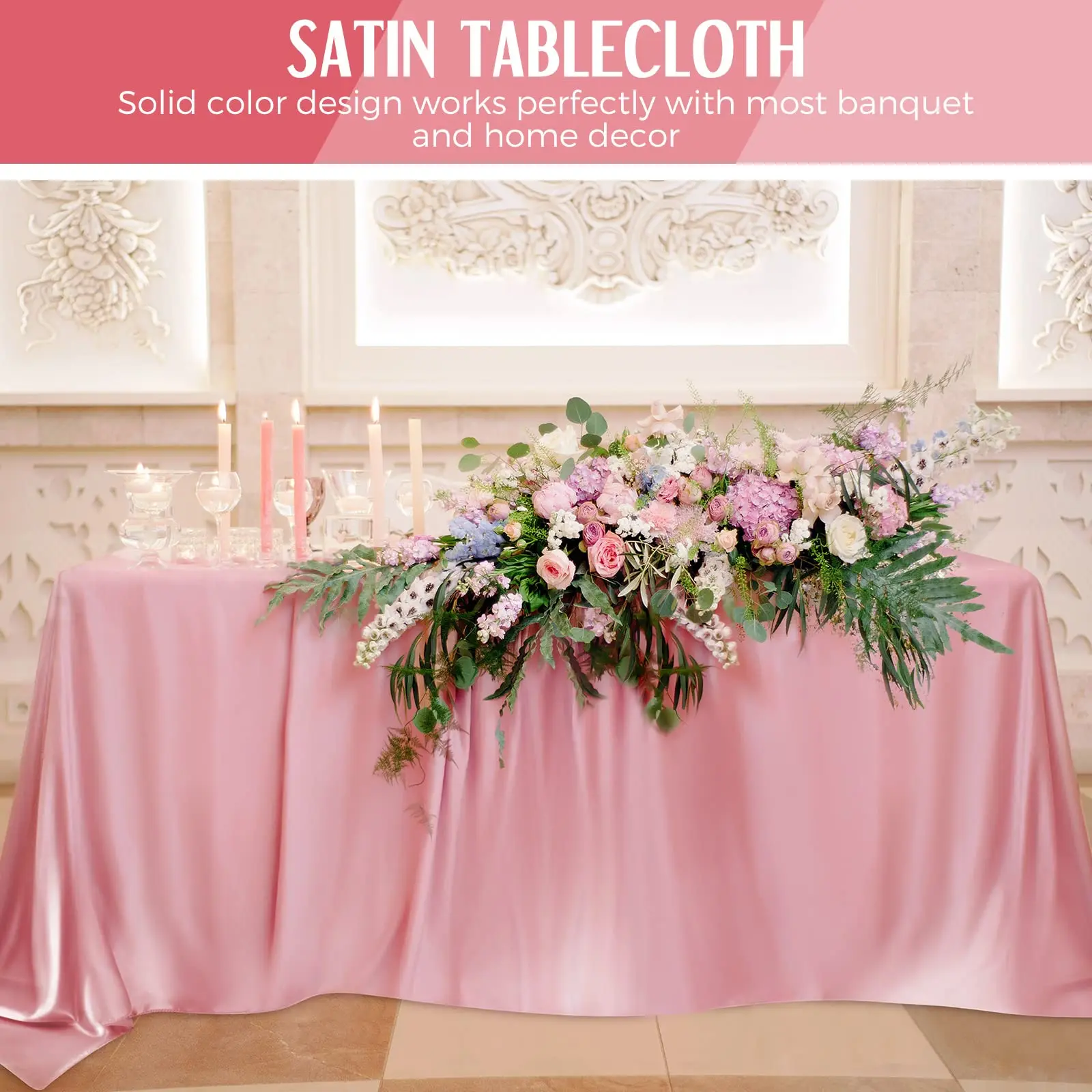 Rose gold Imitation Silk Satin Wedding Solid Color Rectangular Banquet Rable Tea Table Cloth Tablecloth