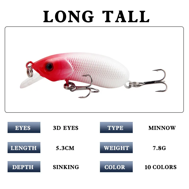 ZWICKE 50mm 7,5g Mini Wobbler Crankbait Schwimmen Angeln Köder Laser Minnow Künstliche Harten Köder Gefälschte Karpfen Angeln pesca Tackle – Detail 3