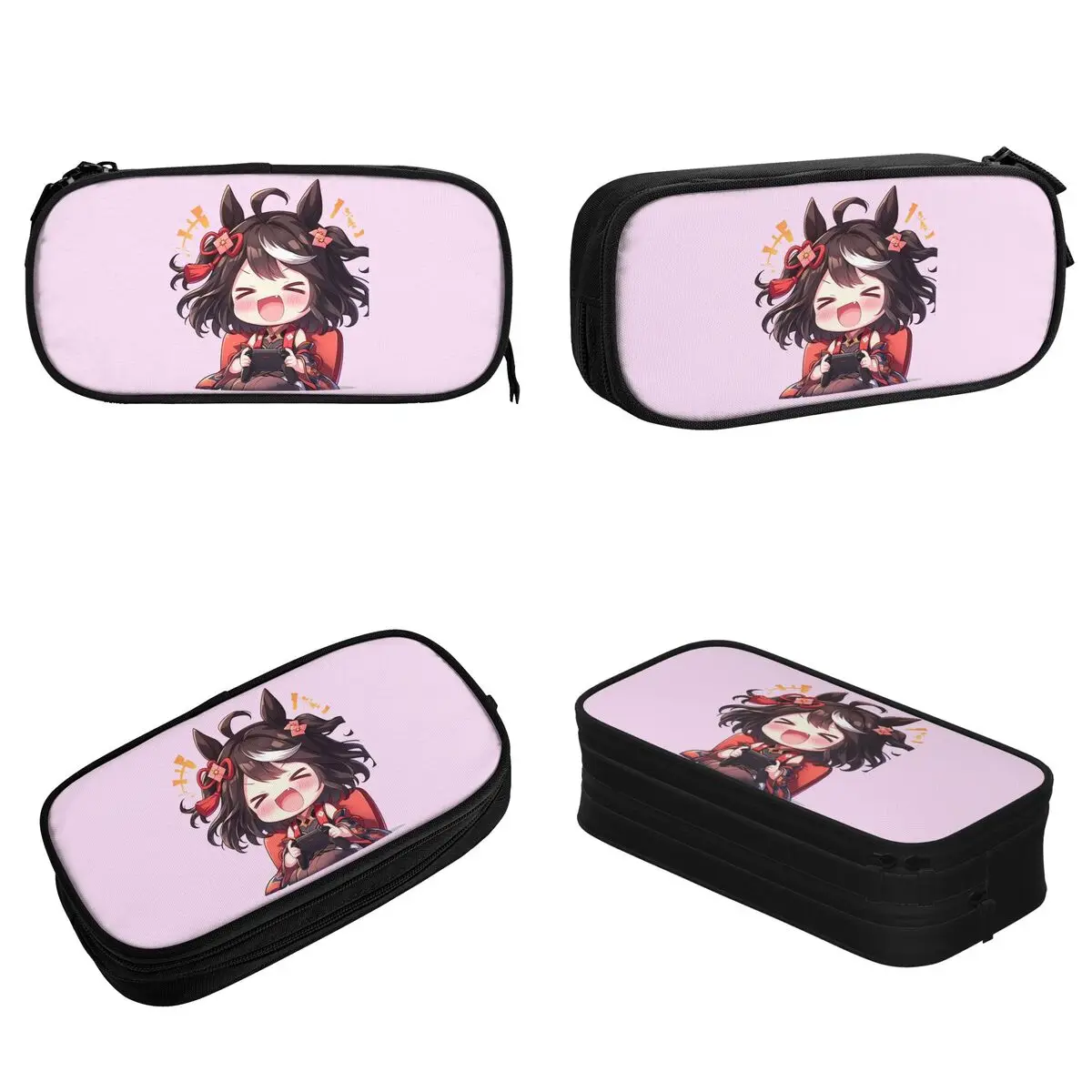 Kitasan Black Uma Musume Pencil Case Cute Gaming Controller Chibi Cute Pen Holder Bags Kids Big Students School Gift Pencilcases