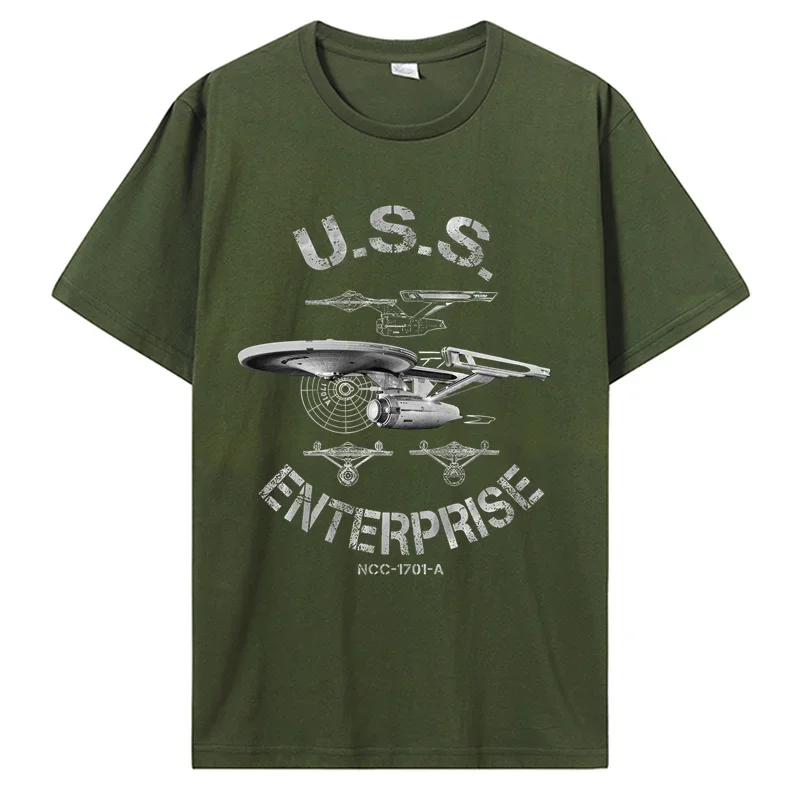 T Shirt men Uss Enterprise Voyager Spock Raumschiff Sci Fi Retro Planet tees tshirt harajuku