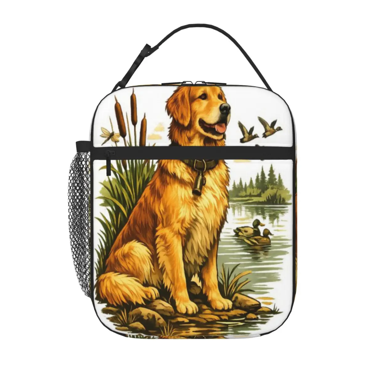 Hot Sale Retriever Near A Wetland Sweet Style Foldable Lunch Bag Short Journey Thermal Lunch Bag