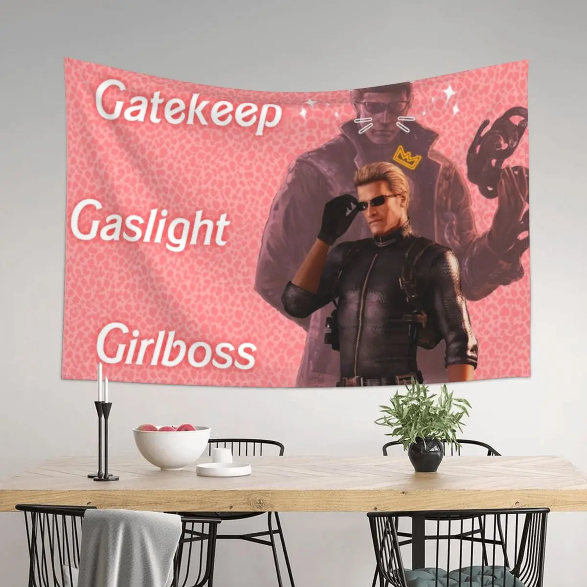 

Wesker : Gaslight Gatekeep Girlboss Tapestry Luxury Living Room Decoration Bedroom Deco Carpet Wall Tapestry