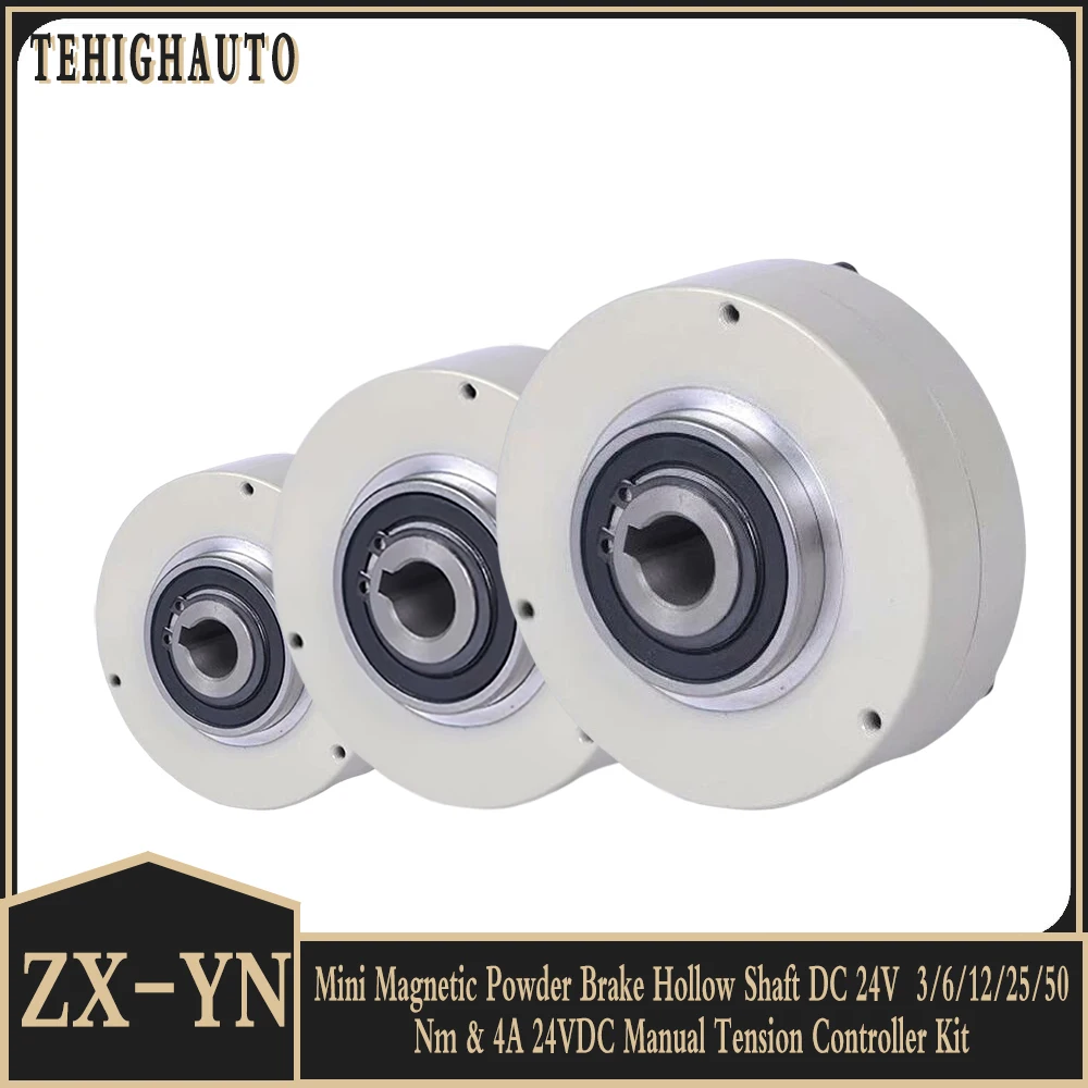 Mini pó Magnético Freio Eixo Oco Manual Kit Controlador de Tensão para Máquina Têxtil dc 24v nm nm 12 nm 25 nm 50 nm 100 nm 4a cc 24v