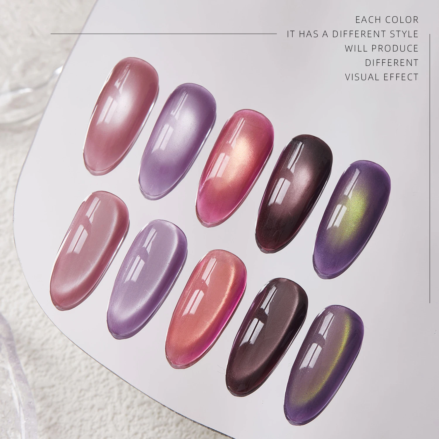 벤디니 뉴 패션 5 컬러 네일 폴리쉬 석류 캣츠 아이 퍼플 글라스 비즈 캣츠 아이 젤 네일 폴리쉬 15ML 병