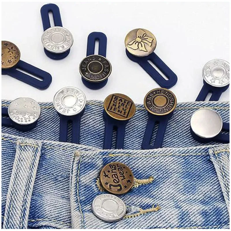 5/20PCs magic metal button extender for pants jeans free sewing adjustable retractable waist extenders button waistband expander