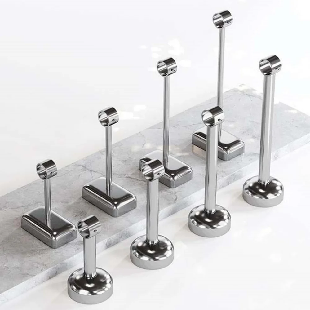 2Pcs 201 Stainless Steel Flange Bracket Wall Ceiling Mount Tube Clothes Rod Hanger Holder Rail Support Pipe Flange Bracket Tool