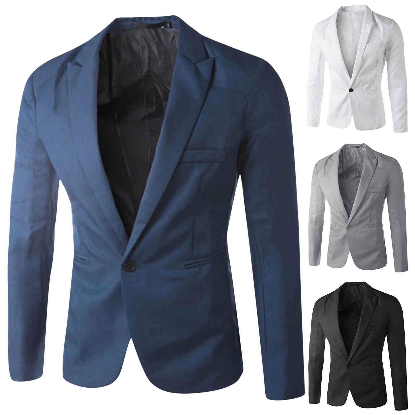 Men Blazer Decorative Chest Pocket Solid Color Satin Collar Causal Formal Daily Wedding Men Long Sleeve One Button 2023 Office