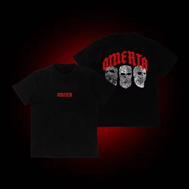 Omerta 47 Boxing Fan Print Men's Loose Crew Neck T-shirt Can Be Paired with A Sporty Fashion T-shirt for Both Men and Women