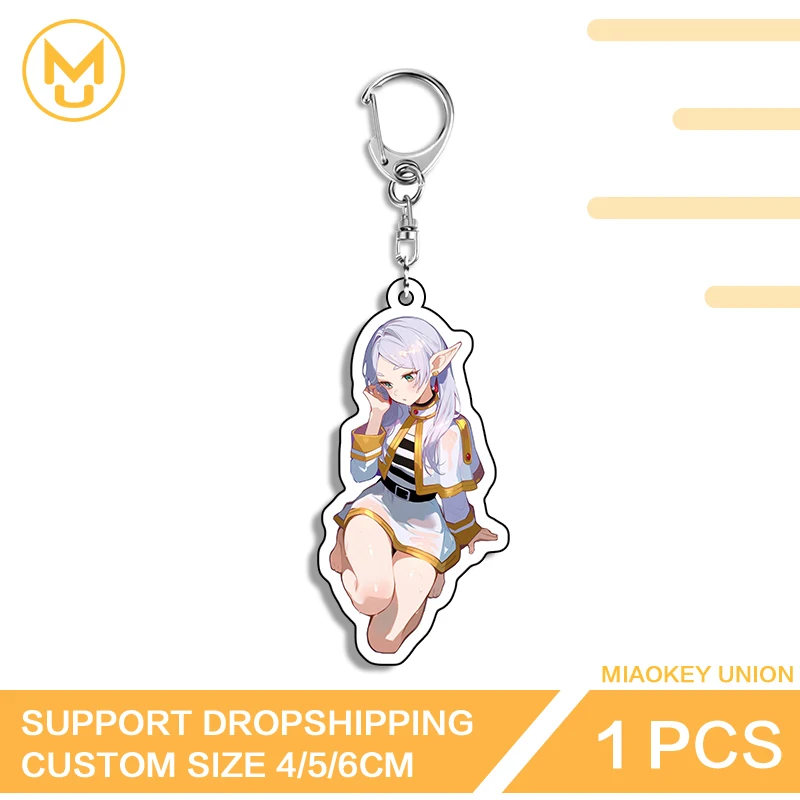 Beautiful Frieren Artistic Enchanting Sitting Posture Double Sided Acrylic Keyring For Backpack Clothes Hat Jewelry Gifts