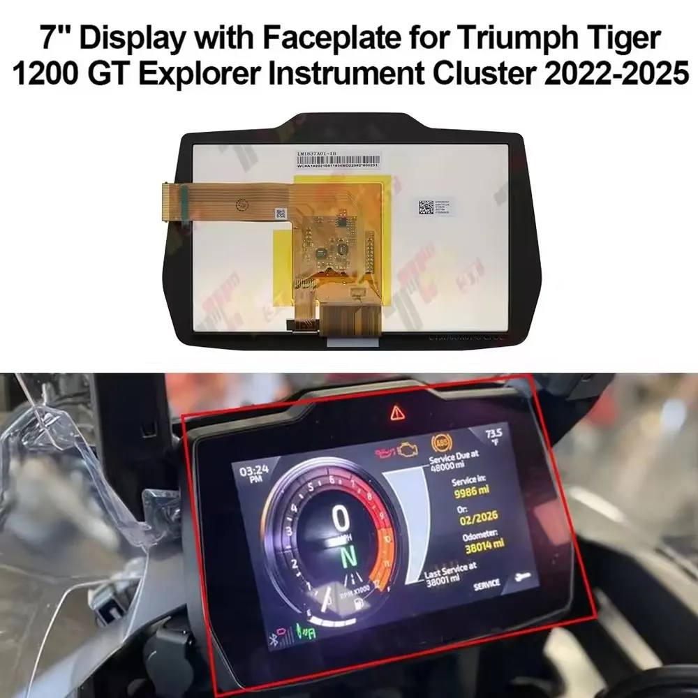 Instrumentencluster 7" LCD-Display mit Frontplatte für Triumph Tiger 900 1200 GT Rally – Detail 3
