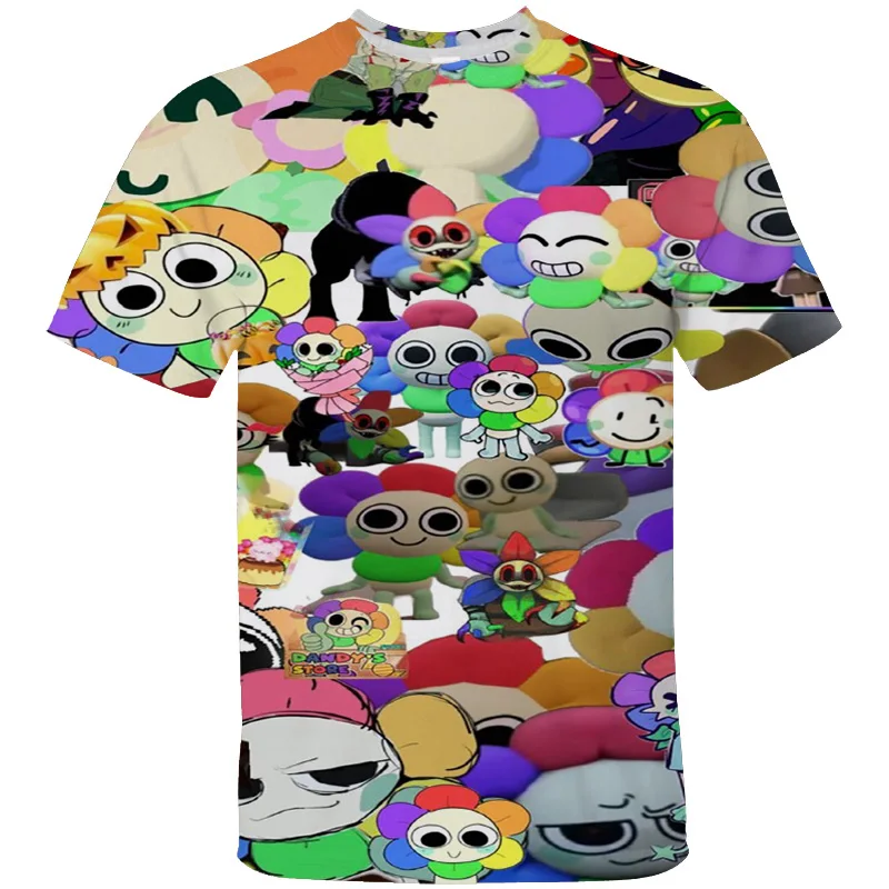

Dandys World Y2k Футболка с 3D принтом из мультфильма для мальчиков и девочек, забавная игровая футболка для детей и взрослых, рубашка с короткими рукавами и круглым вырезом, оптовая продажа, футболка, топы