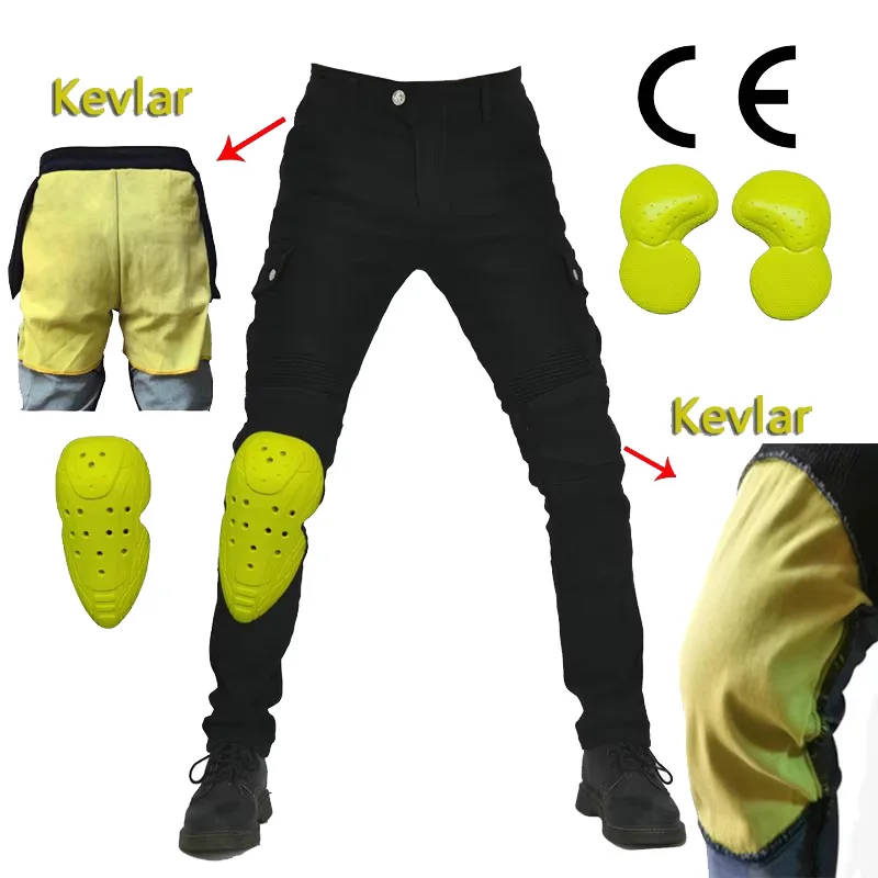 

Men's Kevlar Motorcycle Jeans Aramid Windproof Riding Pants | Motocross Protective Trousers with Abrasion Resistance