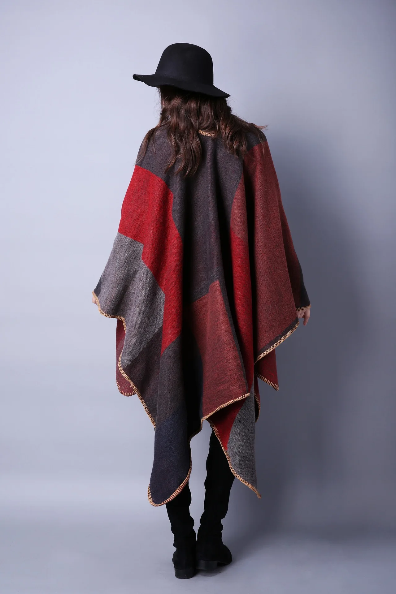 Luxury Brand Ponchos Coat Imitation Cashmere Scarves Women Winter Warm Shawls and Wraps Pashmina Thick Capes Blanket Femme Scarf