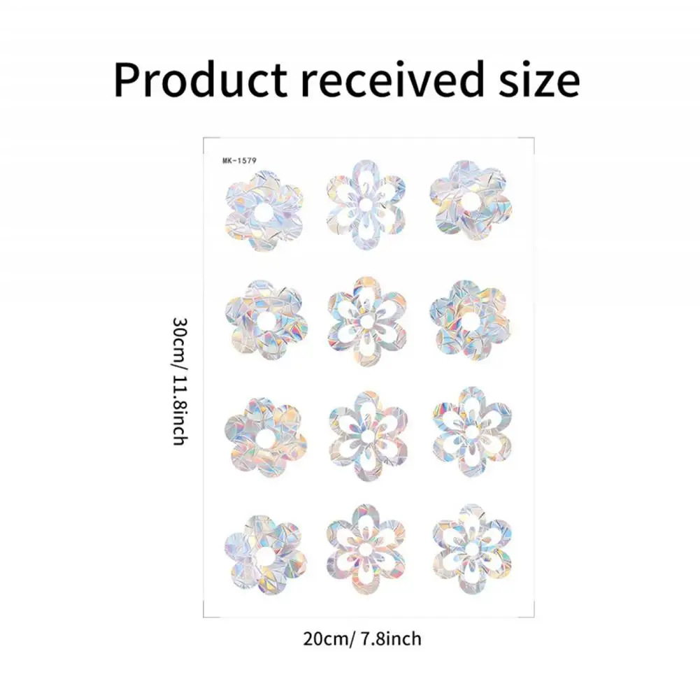 Sun Catcher Holographic Iridescent Window Clings Rainbow Maker Floral Static Cling Decals for Glass Doors PVC 20x30x3cm