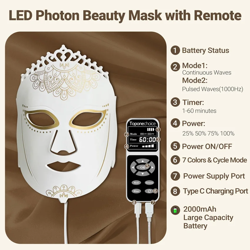 Soft Silicone Face Mask 7 Colors 3 in 1 LEDs Facial Mask Red Light Photon Therapy for Anti Wrinkle Firming Skin Brightening Acne