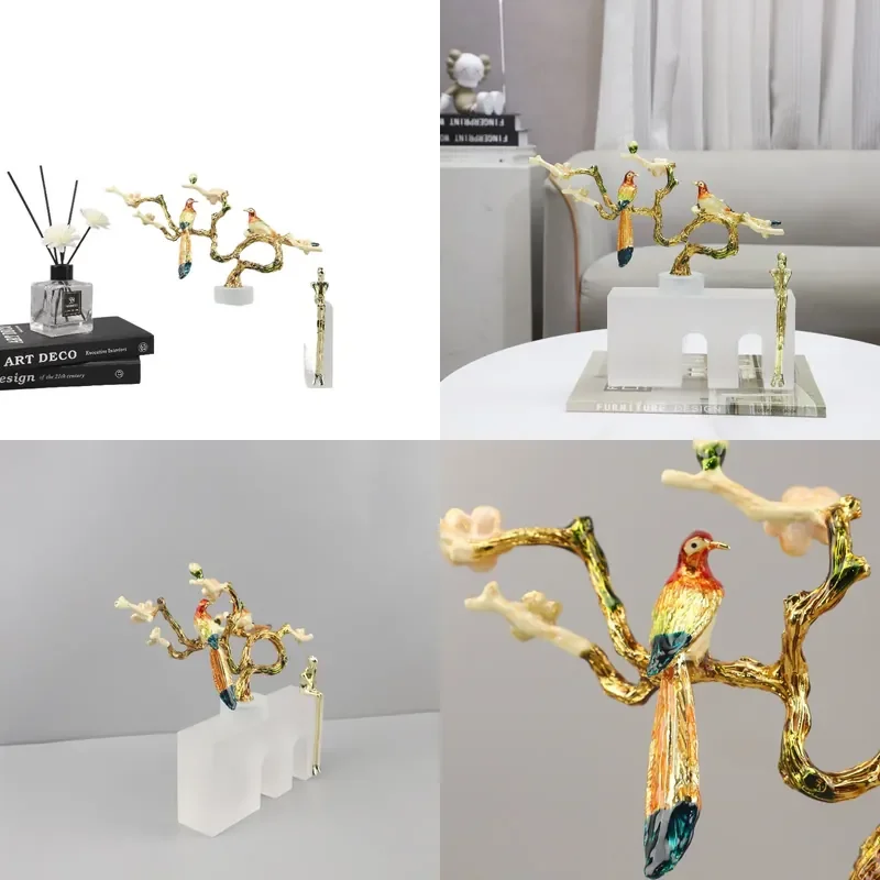 New Chinese Style Enamel Metal Eyebrow Crystal Ornament for Living Room Bedroom Entrance Home Decor Soft Decoration