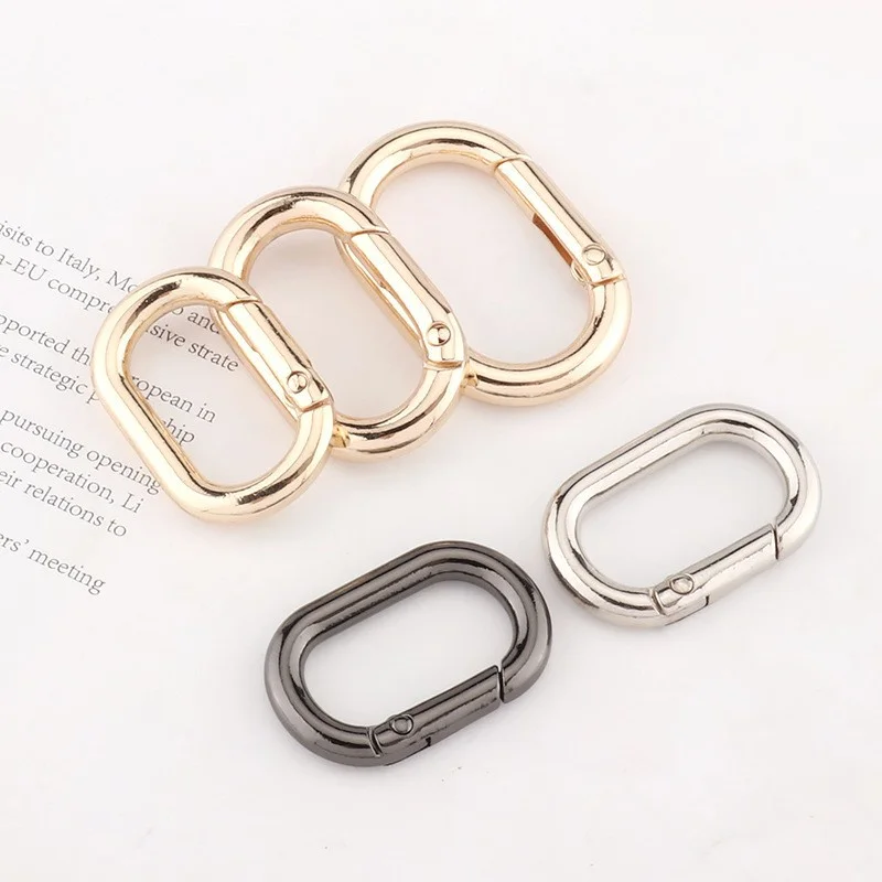 2 pezzi O Ring moschettone clip 13-25mm molla ovale apribile fibbia in metallo borsa cinghia anelli a scatto gancio collegare portachiavi pendente clip