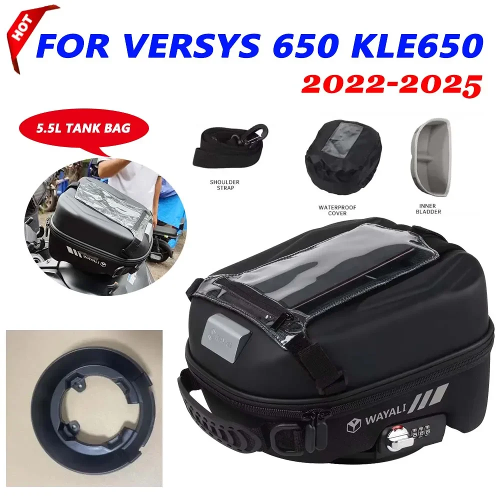 

2025 For Kawasaki Versys 650 KLE650 KLE 650 Versys650 2022 2023 2024 Accessories Fuel Tank Bag Luggage Backpack Tanklock Bags