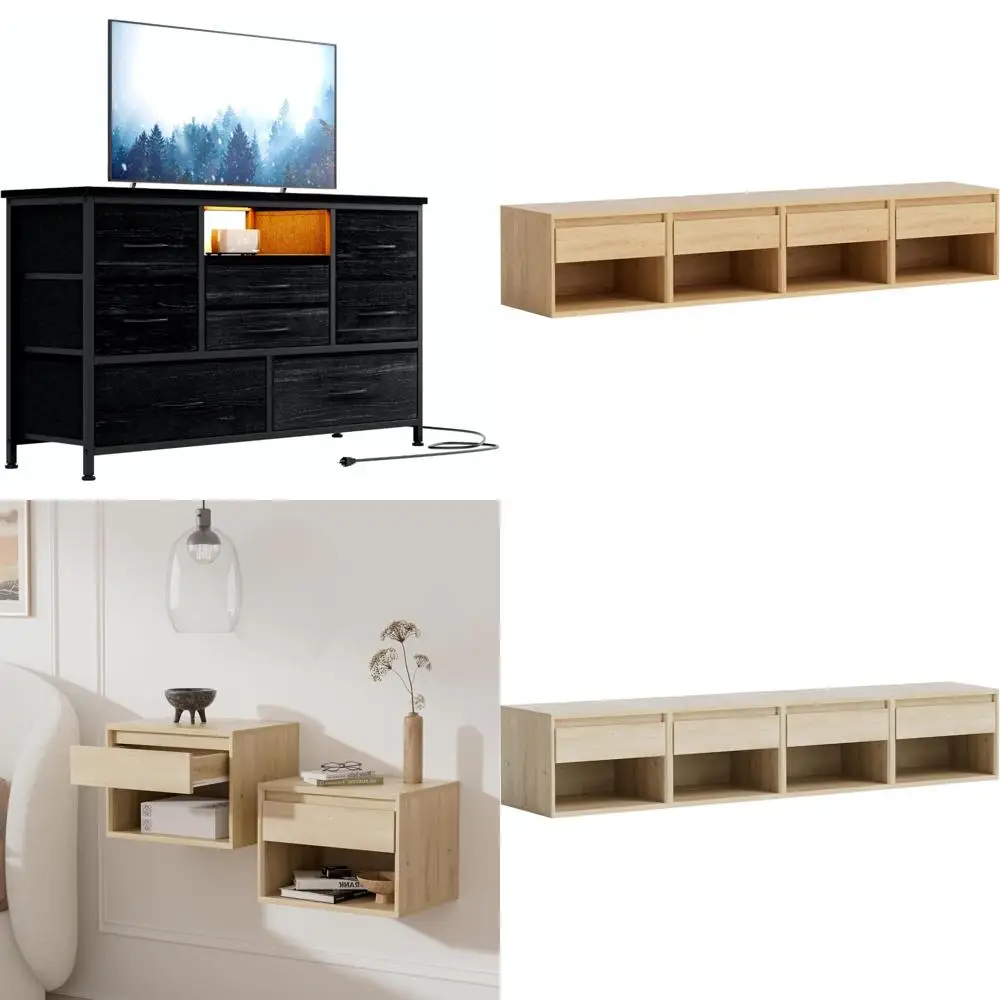 

LED Dresser TV Stand with Power Outlet for 55 TVs - 8-Drawer Storage Chest for Bedroom, Living Room, and Entryway