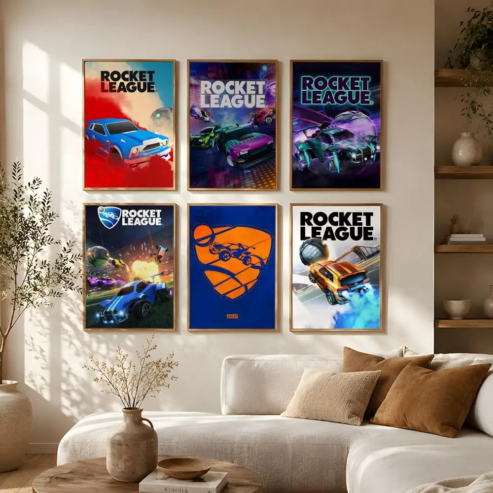 Sports Game Rocket League Poster Self-adhesive Waterproof Paper Sticker Art Coffee House Bar Room Wall Decor