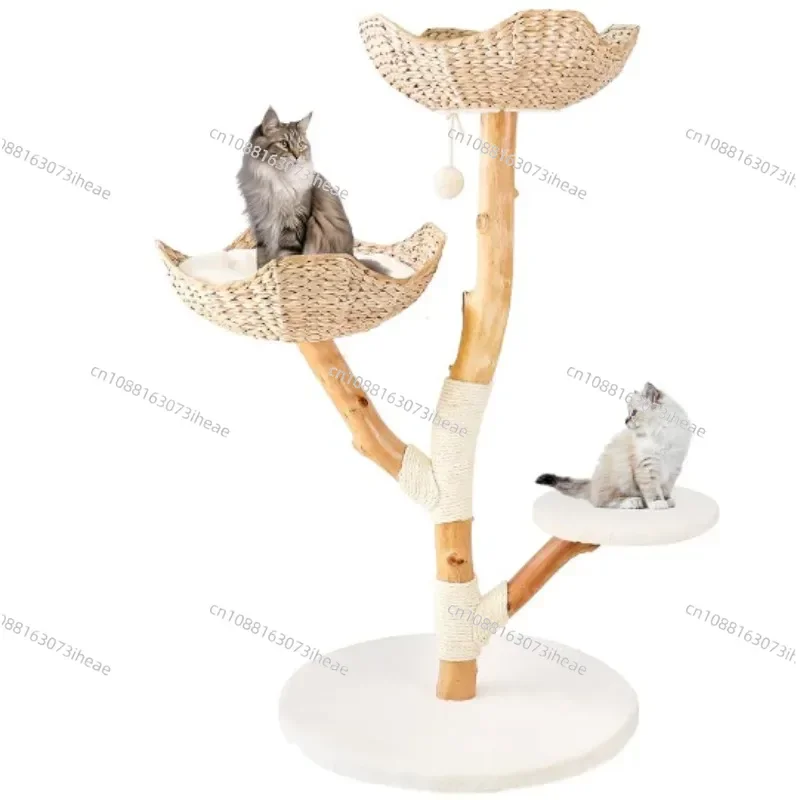 

Modern cat furniture, apartment, climbing frame, tree house, sisal tangled wood trunk and woven basket