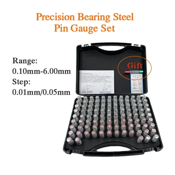 Pin gauge set,range 0.1-6.00mm,51/91/99/101pcs,pitch 0.01/0.05mm,precision steel,customized Pin Gage for carpentry and inspection