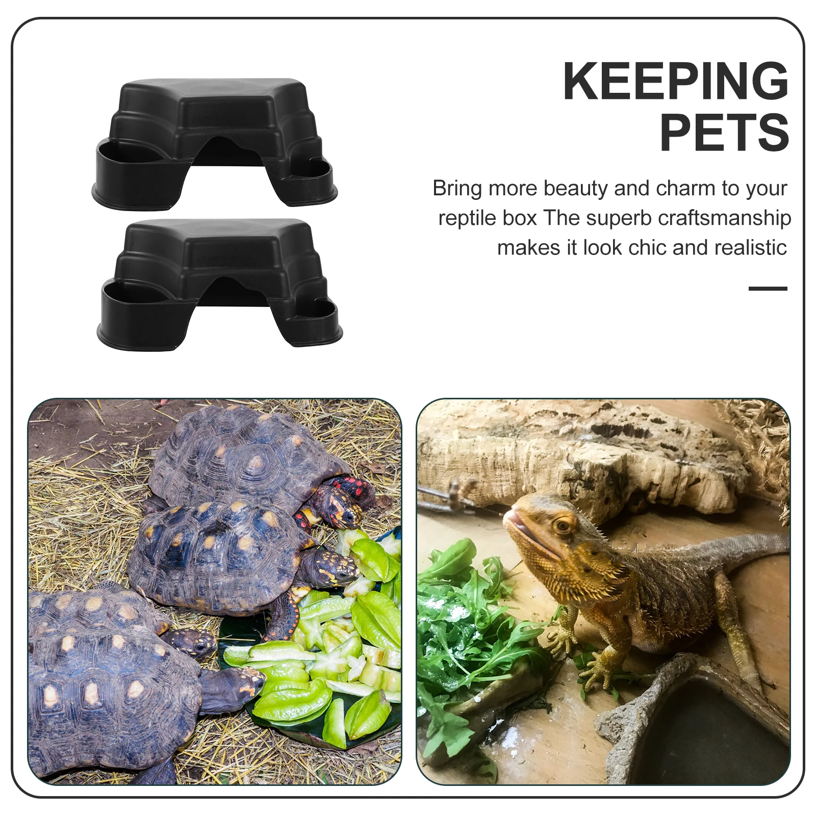 Terrarium Hideout Food Basin Water Cave Lizard Tank Accessories Multifunction Dish Craft Box Adornment Durable Realistic Design