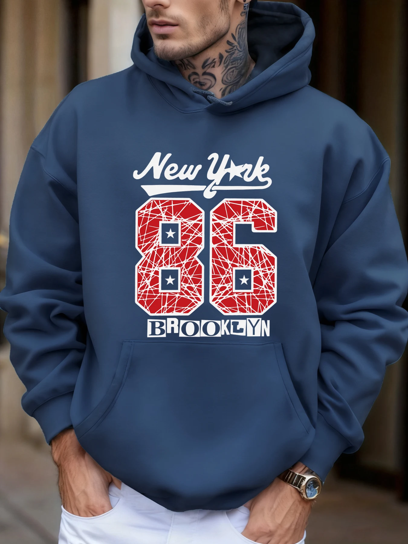 New York Brooklyn Nummer 86. Design Hoodies Männer Hip Hop Fleece Hoody Herbst Mode Pullover Tasche Weiche Hoodie Persönlichkeit Tops